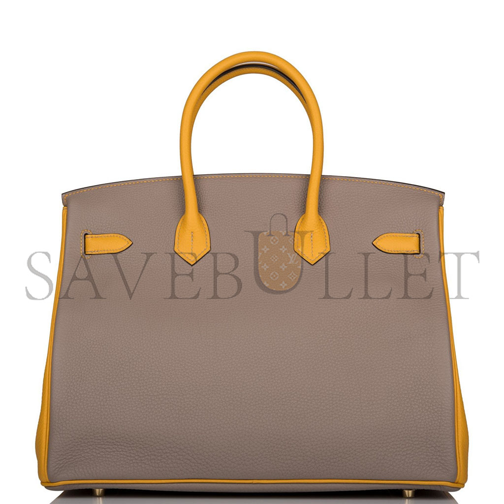 H**mes master birkin 30 epsom asphalt grey and amber yellow gold buckle h028369ck15 (30*23*15cm)